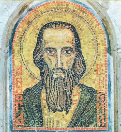 Svatý Cyril.                                                                     Mozaika u hrobu sv. Cyrila v chrámě sv. Klimenta, Řím